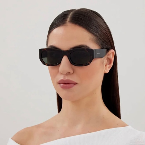 NEW SL713 002 SAINT LAURENT WOMEN SUNGLASSES SL 713 002 SQUARE HAVANA EYEWEAR - Picture 1 of 10
